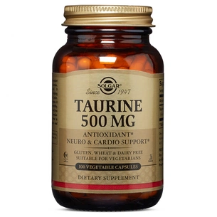 Амінокислота Solgar Таурин, Taurine, 500 мг, 100 вегетаріанських капсул (SOL02701) зображення 1