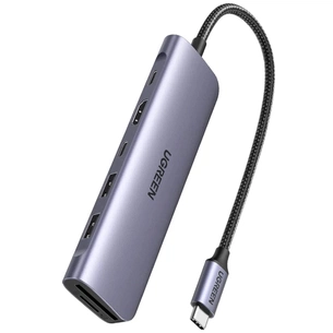 Концентратор Ugreen USB-C 7-in-1 2xUSB 3.0 + USB-C PD100W + HDMI 4K30Hz + SD/TF black (15214) изображение 1