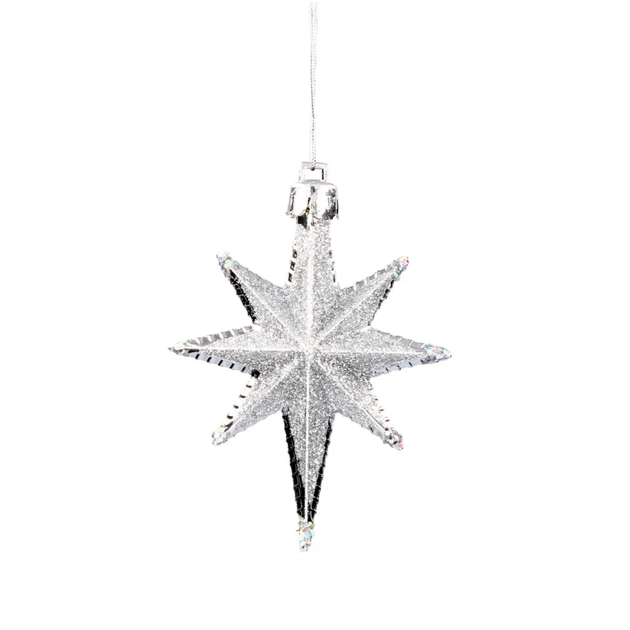 Ялинкова іграшка Chomik Зірки, 9 см, пластикові 4 шт, сріблясті (5901292631147_1) - picture 2