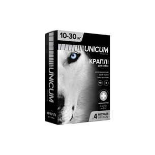 Краплі для тварин Unicum Premium від бліх та кліщів на холку для собак масою 10-30 кг/3 шт (4820150201807) зображення 1
