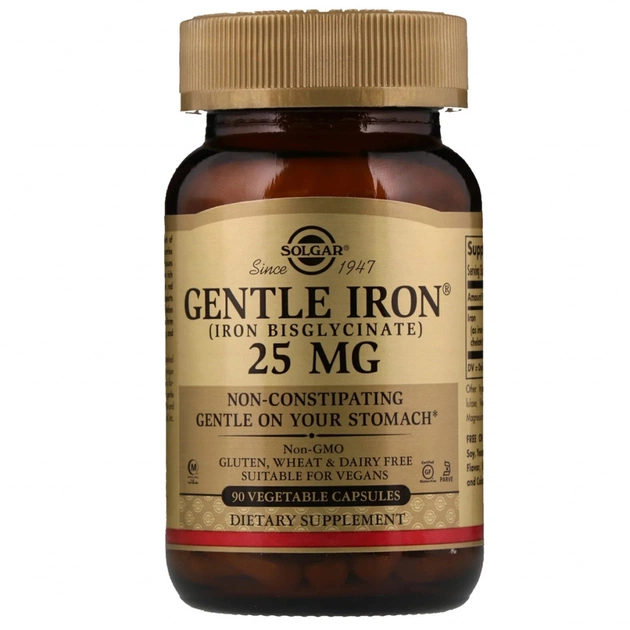 Мінерали Solgar Хелатне залізо, Gentle Iron, 25 мг, 90 капсул (SOL-01249) - изображение 1