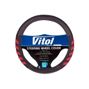 Чехол на руль VITOL M чорн./черв. (VLU-1808010 BK/RD M) изображение 1