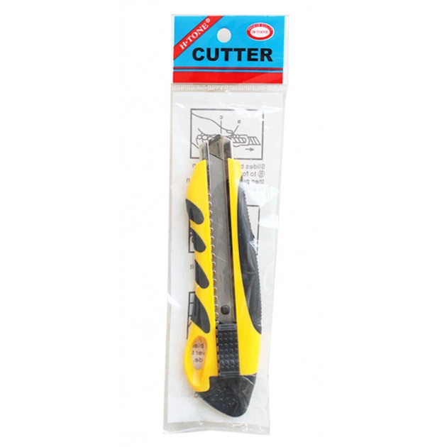 Ніж канцелярський H-Tone 18 мм жовтий з гумовими вставками (KNIFE-HT-JJ40607-18) - picture 2
