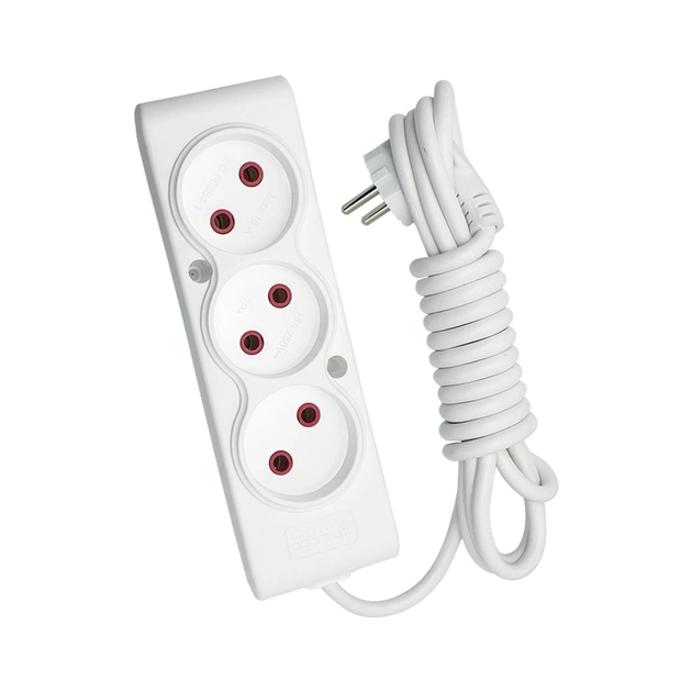 Сетевой удлинитель TECCO 2м 3 поста white (8681277841866) - изображение 1