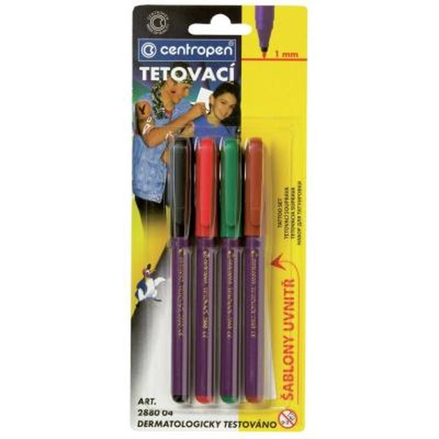 Набір маркерів Centropen TATTOO 1 мм, set*4colors (2880) - изображение 1