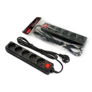 Фільтр живлення FrimeCom (FC-B2005W 3 B) 5 розеток, 3 м, чорний (пакет) зображення 1