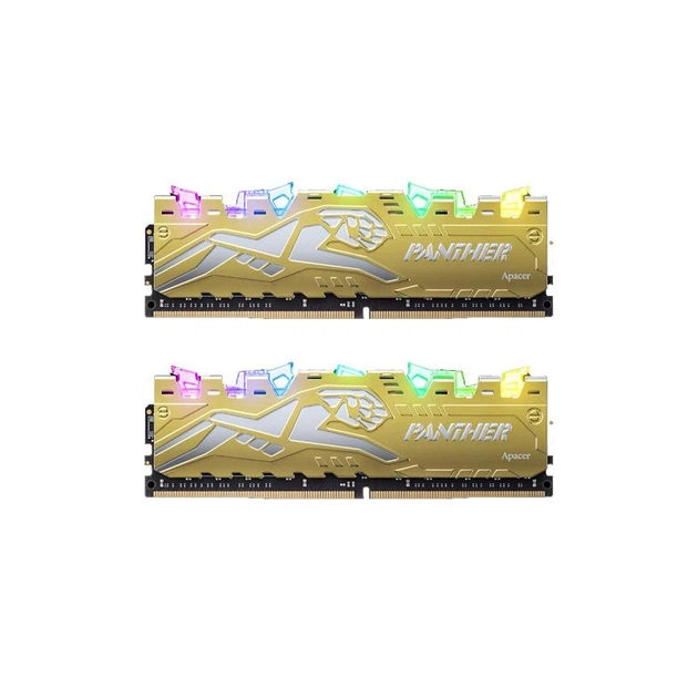 Модуль пам'яті для комп'ютера DDR4 16GB (2x8GB) 2666 MHz Panther Rage RGB Silver-Golden Apacer (EK.16G2V.GQMK2) - изображение 1