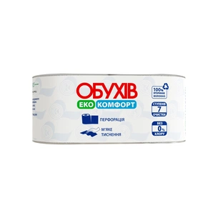 Туалетний папір Обухів Еко Комфорт 1 шар 2 рулони (4820003838679) зображення 1