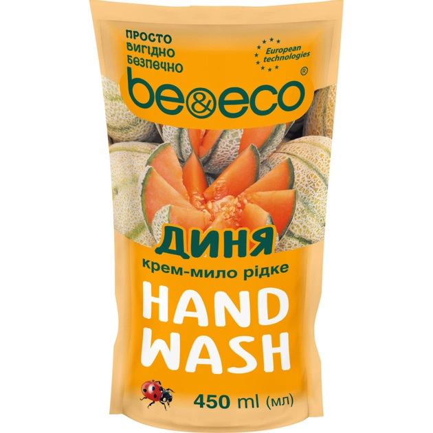 Рідке мило Be&Eco З антибактеріальним ефектом Диня дой-пак 450 мл (4820168435027) - зображення 1