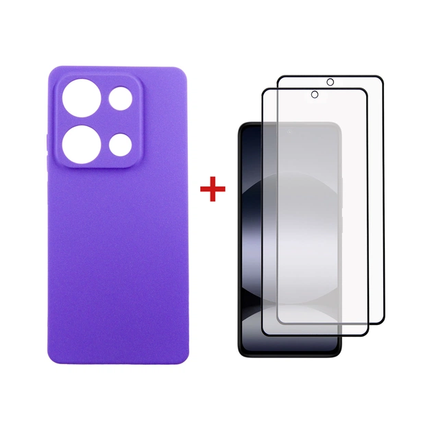 Чохол до мобільного телефона Dengos Xiaomi Redmi Note 14S Carbon + glass 2pcs (Purple) (DG-CTG2P-16) - зображення 1