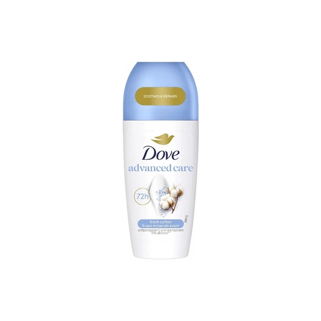 Антиперспірант Dove Advanced Care Fresh Cotton & Sea Minerals Roll-On 50 мл (59029601) - зображення 1