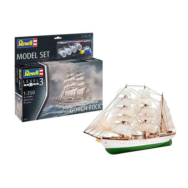 Збірна модель Revell Набір корабель Gorch Fock рівень 3 масштаб 1:350 (RVL-65432) - изображение 1