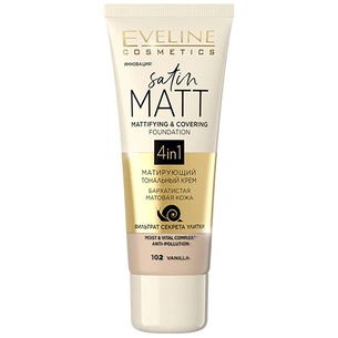 Тональний крем Eveline Cosmetics Satin Matt 102 - Vanilla 30 мл (5901761997620) зображення 1