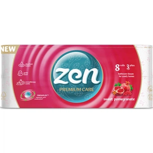 Туалетний папір Zen Premium Care Sweet Pomegranate 3 шари 8 рулонів (5944582100046) зображення 1