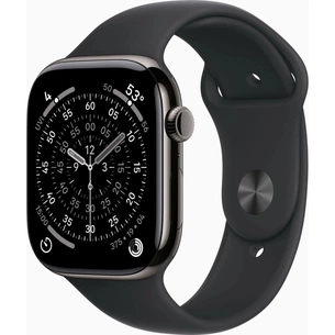 Смарт-годинник Apple Watch Series 11 GPS + Cellular 46mm Slate Titanium Case with Black Sport Band - S/M (MFD14RK/A) зображення 1