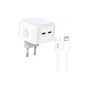 Зарядний пристрій XO QC 3.0 L102 35W/2 USB-C + cable Lightning NB113 White (XO-L102i-WH) - зменшене зображення 1