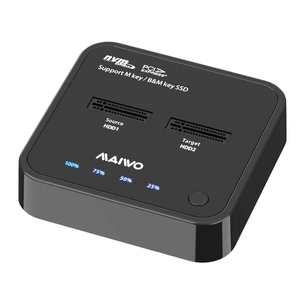 Док-станція для накопичувачів Maiwo 2*NVMe M.2 SSD Key M/B+M USB 3.1 Gen2 Type-C (K3016P) зображення 1