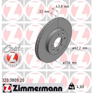 Гальмівний диск ZIMMERMANN 320.3809.20 зображення 1