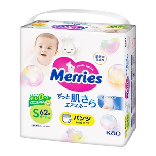 Підгузки Merries трусики розмір S 4-8 кг 62 шт (4901301425867) зображення 1