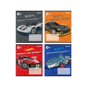 Зошит Kite Hot Wheels 12 аркушів, коса лінія (HW24-235) зображення 1