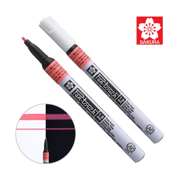 Маркер Sakura Pen-Touch Красный, флуоресцентный, тонкий (FINE) 1мм (084511322721) - изображение 1