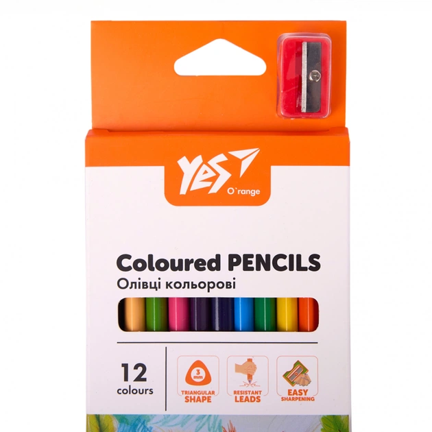 Олівці кольорові Yes Orange Line 12 кольорів з точилкою (290723) - picture 2