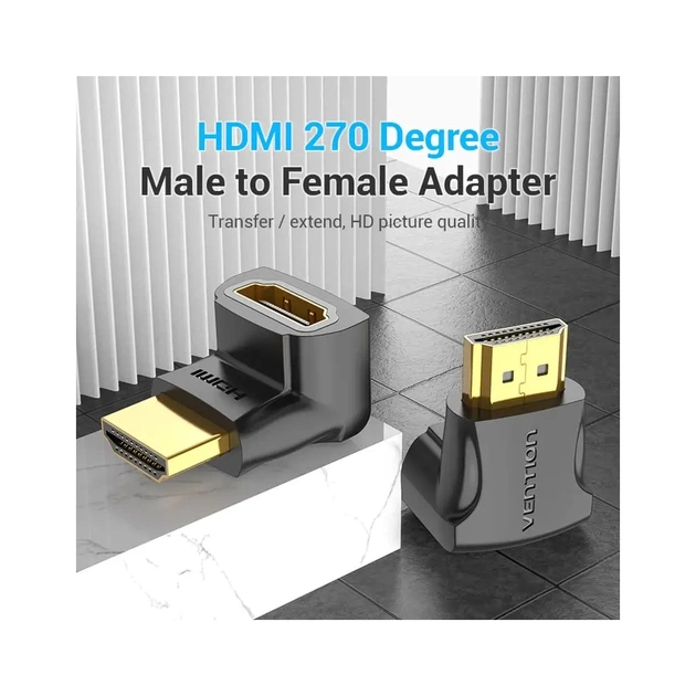 Перехідник HDMI M to HDMI F 90° corner black Vention (AIOB0) - picture 4