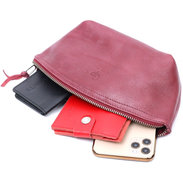 Косметичка Grande Pelle Шкіряна Бордова (16792) - зображення 6