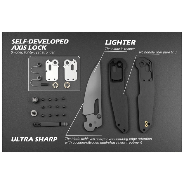 Ніж Hightron Sharplyn, 14C28N, G10 + CF, чорний, чорний клинок (HK01BLK) - picture 7