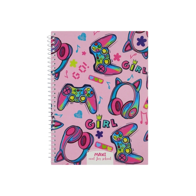 Блокнот Maxi А5, пластикова обкладинка, спіраль, 60 арк., клітинка (MX21213-01) - зображення 1