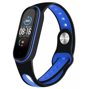 Ремінець до фітнес браслета BeCover Sport Style для Xiaomi Mi Smart Band 5 Black-Deep Blue (705166) зображення 1