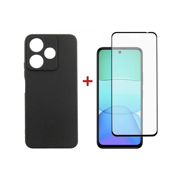Чохол до мобільного телефона Dengos Xiaomi Redmi 13 4G Carbon + Glass Black (DG-KM-98) - зображення 1