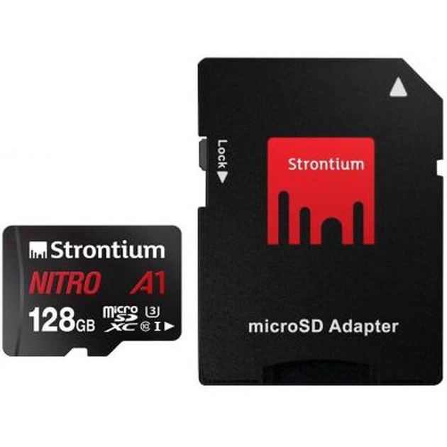 Карта пам'яті Strontium Flash 128GB microSDXC class 10 UHS-1 U3 NITRO A1 (SRN128GTFU3A1A) - изображение 1