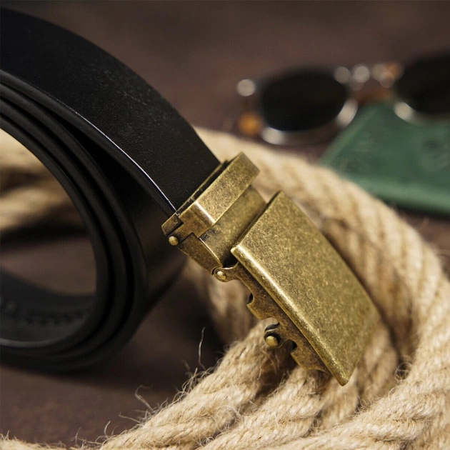 Ремінь Vintage Чоловічий з пряжкою латунь Чорний (20263) - зображення 9