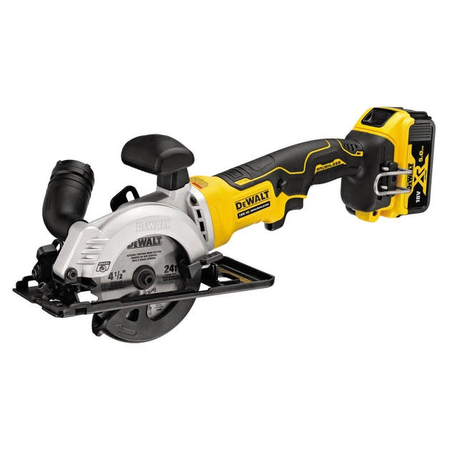 Дискова пила DeWALT 18В XR Li-Ion, безщіткова, диск 115х9.5 мм, 2.5 кг, 2x5Ah, кейс TSTAK (DCS571P2) - зображення 1