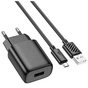 Зарядний пристрій HOCO C134A Solid USB + cable USB to Micro 5P Black (6942007621335) - зменшене зображення 2