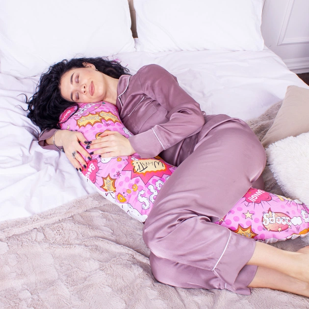 Подушка MirSon для вагітних та годування №8324 Print Line 17-0512 Bombs pink Бязь 30х170х20 см (2200006200499) - picture 5