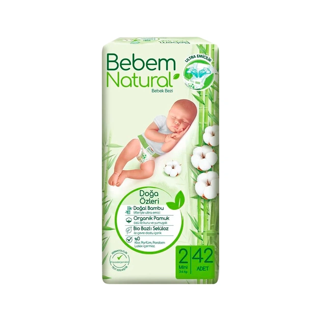 Підгузки Bebem Natural 2 mini 3-6 кг 42 шт (8690536806003) - зображення 1