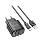 Зарядний пристрій HOCO C140A Smart USB QC3.0 + cable USB to USB-C Black (6942007627825) - зменшене зображення 1