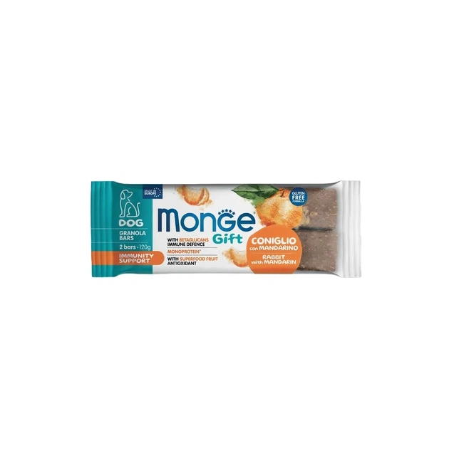 Ласощі для собак Monge Gift Dog Immunity support кролик з мандарином 120 г (8009470085908) - зображення 1