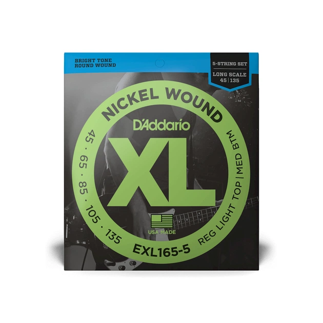 Струни для гітари D'Addario XL Nickel Wound Bass Reg Light Top / Med Bottom 5-String (45-135) (EXL165-5) - зображення 1