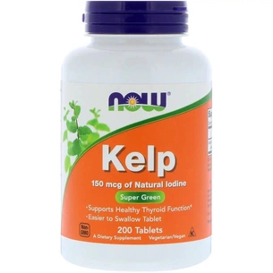 Мінерали Now Foods Натуральний Йод, (Ламінарія), Kelp, 150 мкг, 200 таблеток (NOW-02680) зображення 1