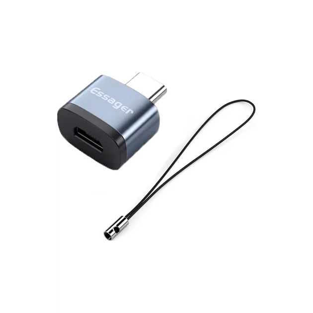 Перехідник USB-C M to Micro 5P F gray Essager (EZJMC-SRC0G) - зображення 1