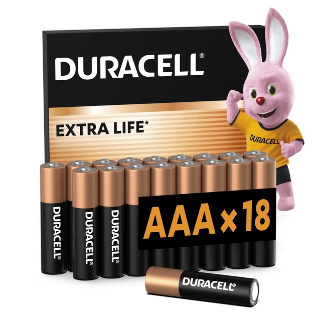 Батарейка Duracell AAA лужні 18 шт. в упаковці (5000394107557 / 81546741) - зображення 1