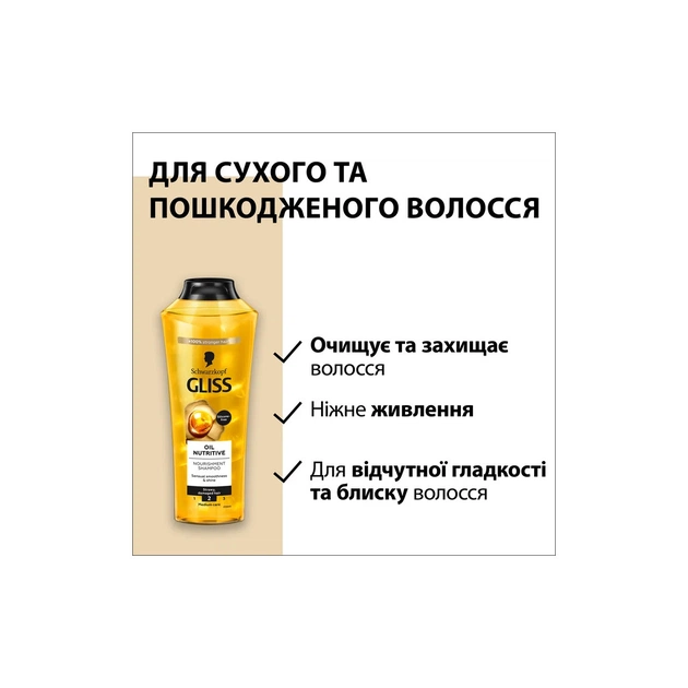 Шампунь Gliss Oil Nutritive для сухого та пошкодженого волосся 250 мл (9000100398381/9000100398435) - picture 4