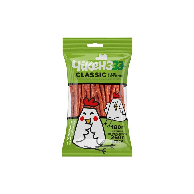 Мʼясні снеки Чікенzzz Кабаноси Classic з м'яса птиці 180 г (4820247143133) - picture 1