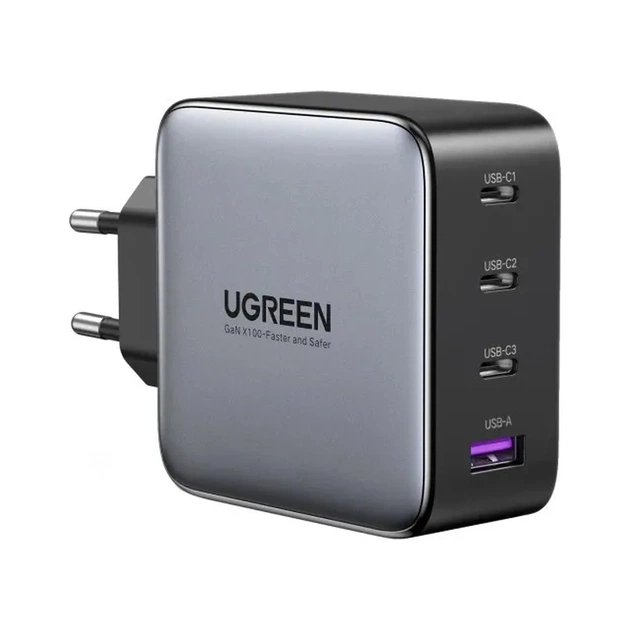 Зарядний пристрій Ugreen 4xUSB 100W (3xUSB-C+USB-A) Gan Tech Fast GAN Charger black CD226 (40747) - зображення 1