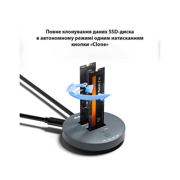 Док-станція для накопичувачів Maiwo 2*NVMe M.2 SSD to USB3.2 Gen2 USB-C 10Gbps (K3026P2 grey) - picture 5
