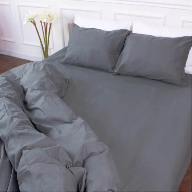 Простынь MirSon Ranforce Elite Бязь 16-7000 Green Grey 200x220 см (2200005715406) - изображение 1