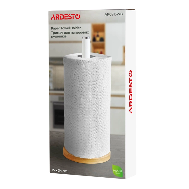 Тримач паперових рушників Ardesto Midori 15х34см, метал, бамбук, білий (AR0913WB) - picture 7